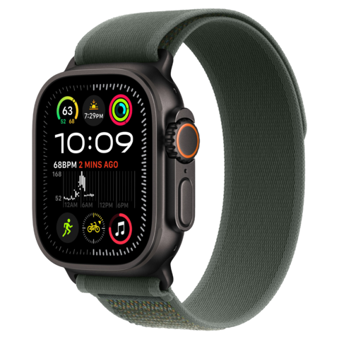 Apple Watch Ultra 2 49mm GPS+Cellular 2024 Black Titanium Case with Green Trail Loop