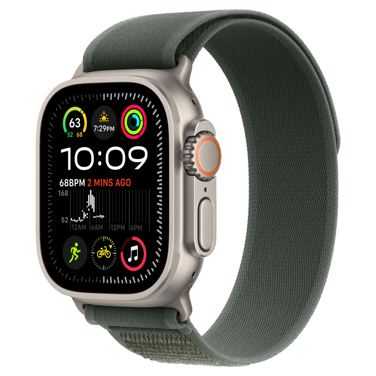 Apple Watch Ultra 2 49mm GPS+Cellular 2024 Titanium Case with Green Trail Loop