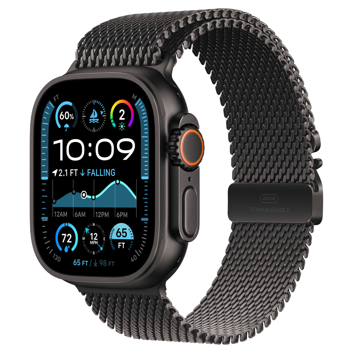 Apple Watch Ultra 2 49mm GPS+Cellular 2024 Black Titanium Case with Black Titanium Milanese Loop