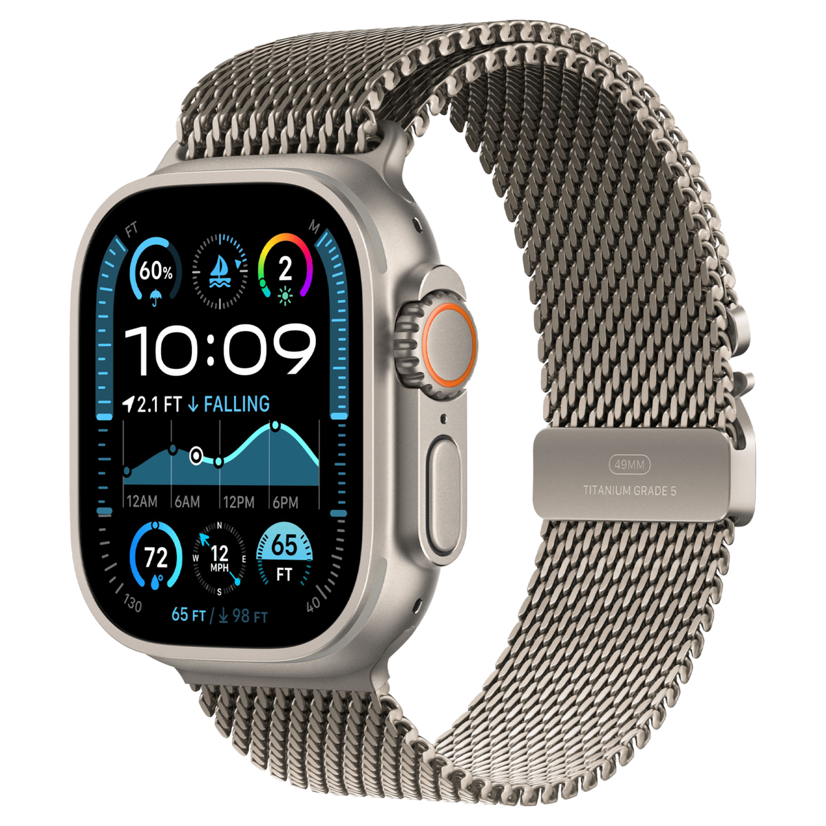 Apple Watch Ultra 2 49mm GPS+Cellular 2024 Titanium Case with Natural Titanium Milanese Loop