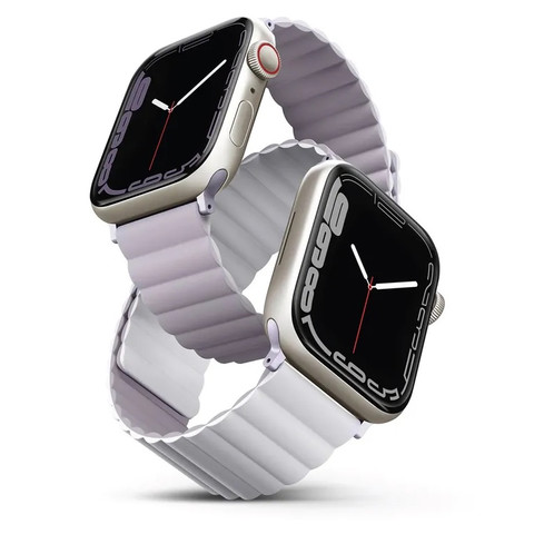 44/45/46мм Cиликоновый ремень Uniq Revix для Apple Watch, сиреневый/белый