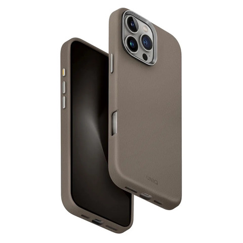 Чехол из кожи Uniq Hybrid Lyden для iPhone 16 Pro Max, серый