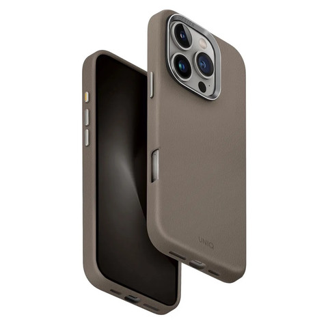 Чехол из кожи Uniq Hybrid Lyden для iPhone 16 Pro, серый