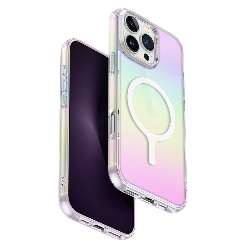 Чехол голографический Uniq Iridescia MagSafe для iPhone 16 Pro Max, цвет переливающийся кварц