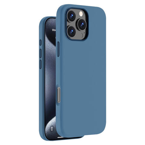 Силиконовый чехол Deppa Liquid Silicone с Magsafe для iPhone 16 Pro Max, синий
