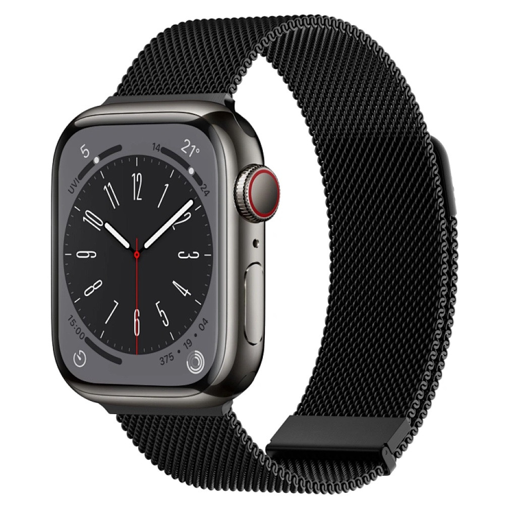 44/45/46мм Миланский сетчатый браслет WiWU для Apple Watch, черный