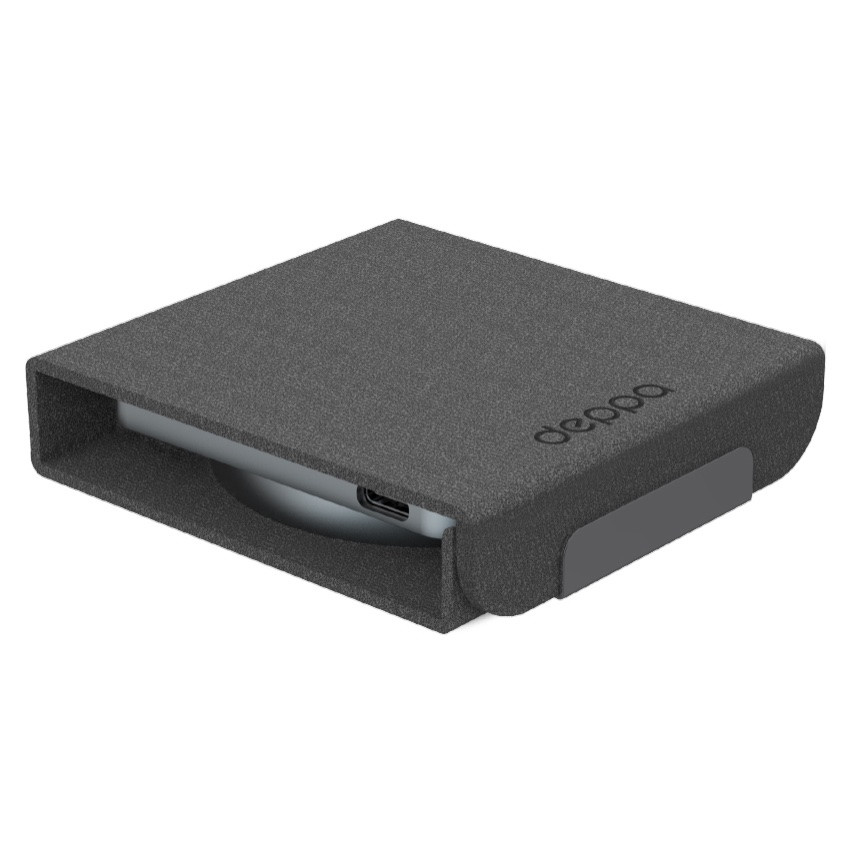 Беспроводное зарядное устройство Deppa Crystal MagSafe Fold Travel 2 в 1, 20W, чёрный