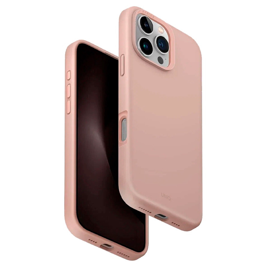 Чехол силиконовый Uniq Lino Hue для iPhone 16 Pro Max, розовый