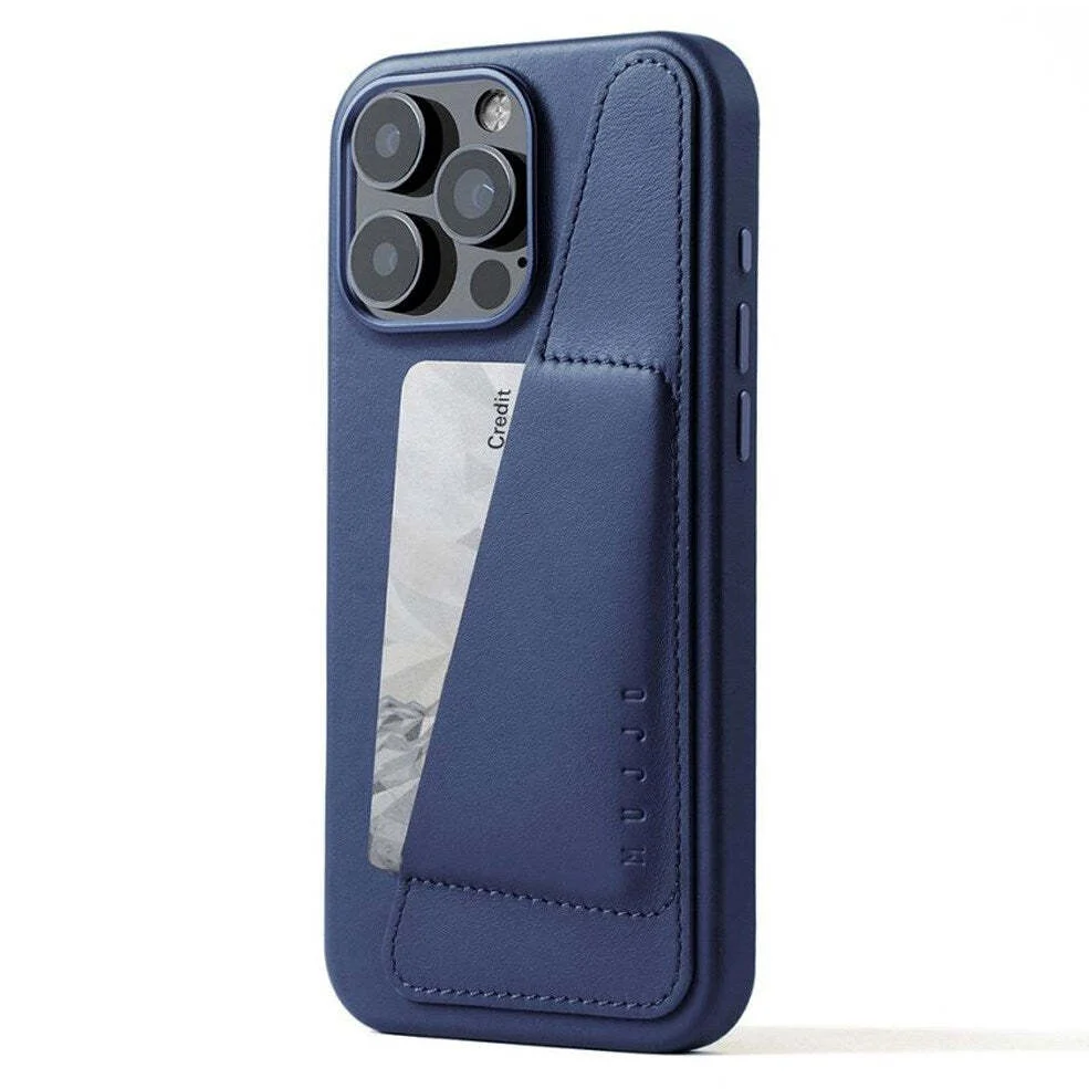 Чехол Mujjo Full Leather Wallet Case for iPhone 16 Pro Max MagSafe Monaco Blue