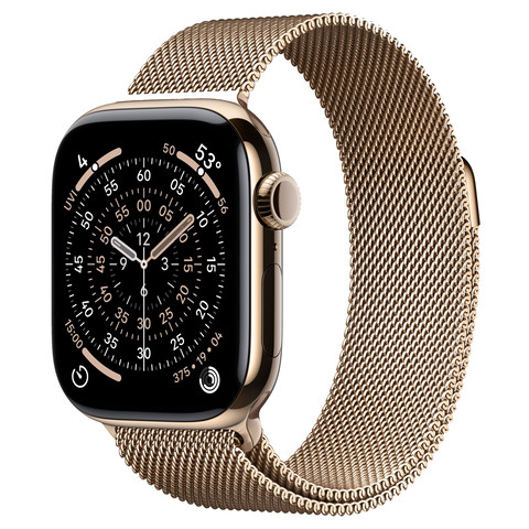 Apple Watch Series 11 46mm GPS+Cellular Gold Titanium Case with Gold Milanese Loop