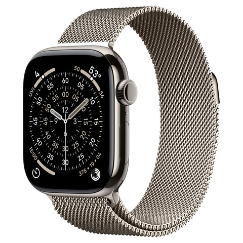 Apple Watch Series 11 46mm GPS+Cellular Natural Titanium Case with Natural Milanese Loop