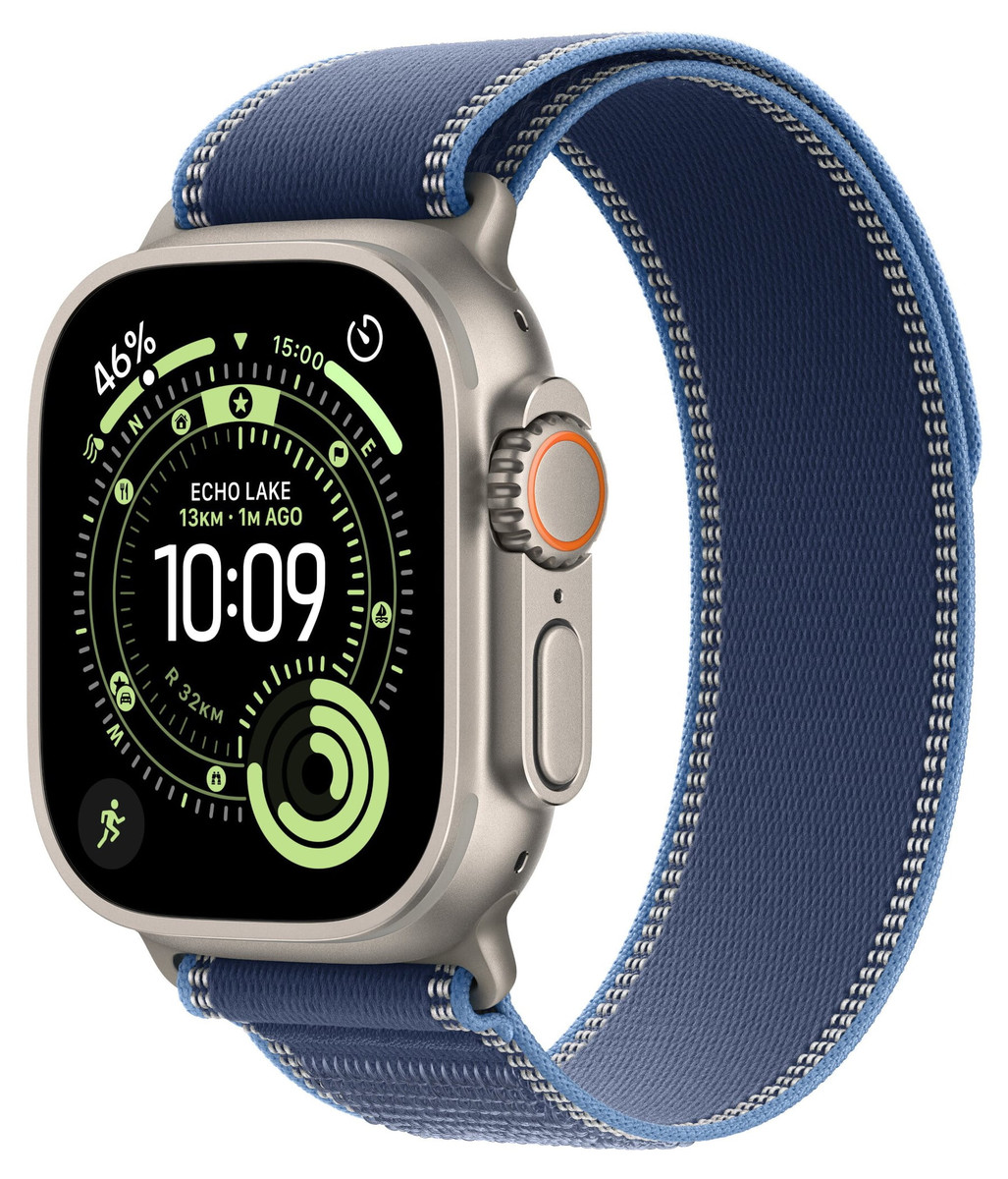 Apple Watch Ultra 3 49mm GPS+Cellular Titanium Case with Blue/Bright Blue Trail Loop