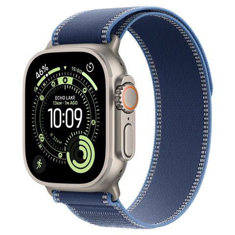 Apple Watch Ultra 3 49mm GPS+Cellular Titanium Case with Blue/Bright Blue Trail Loop