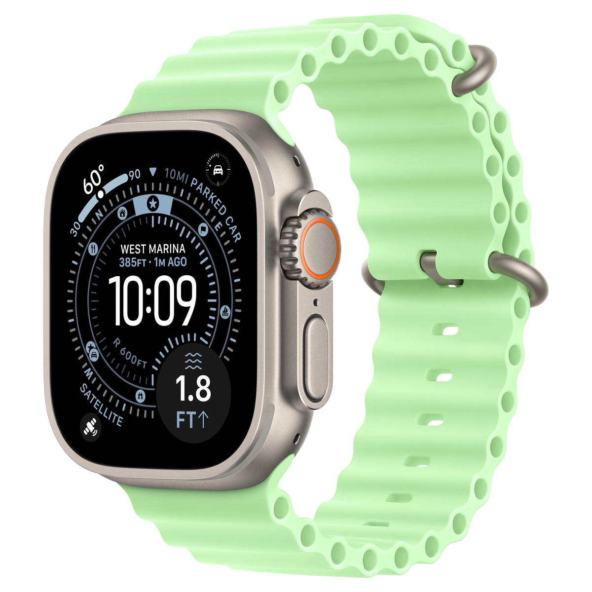 Apple Watch Ultra 3 49mm GPS+Cellular Titanium Case with Neon Green Ocean Band