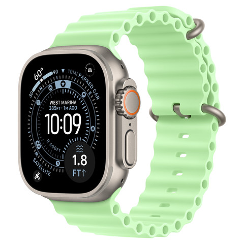 Apple Watch Ultra 3 49mm GPS+Cellular Titanium Case with Neon Green Ocean Band
