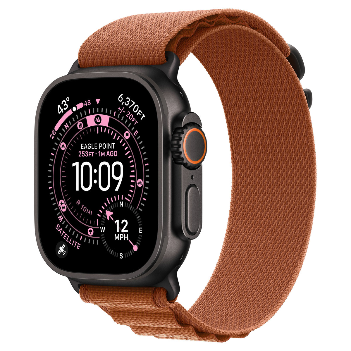 Apple Watch Ultra 3 49mm GPS+Cellular Black Titanium Case with Terra Cotta Alpine Loop