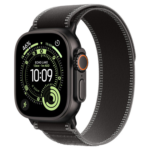 Apple Watch Ultra 3 49mm GPS+Cellular Black Titanium Case with Black/Charcoal Trail Loop