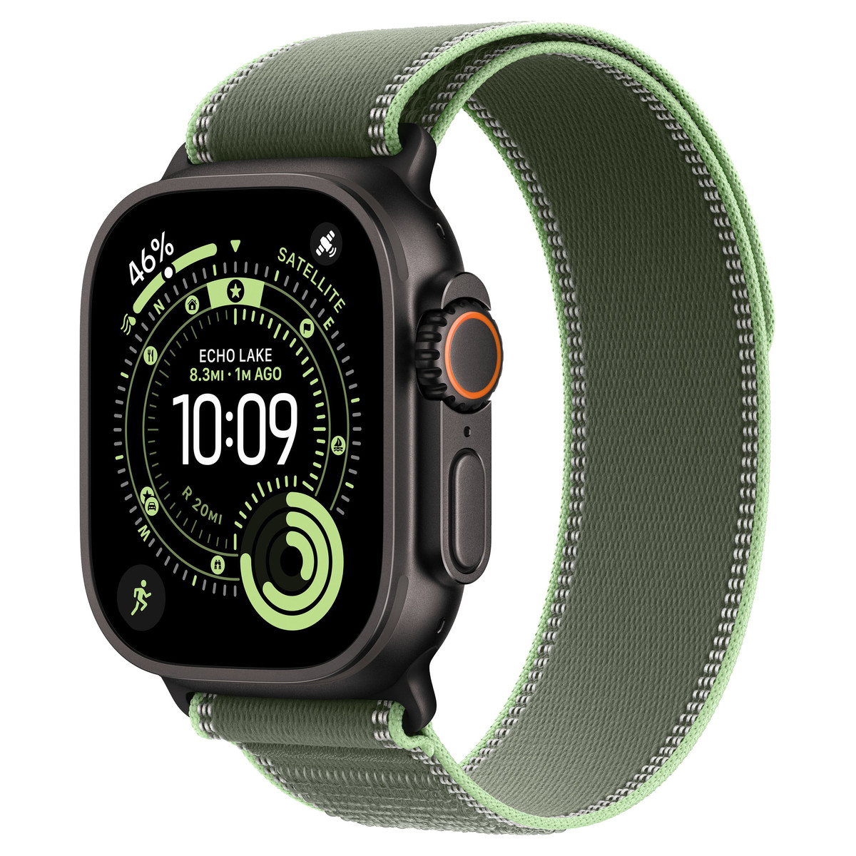 Apple Watch Ultra 3 49mm GPS+Cellular Black Titanium Case with Green/Neon Trail Loop