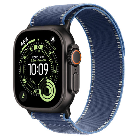 Apple Watch Ultra 3 49mm GPS+Cellular Black Titanium Case with Blue/Bright Blue Loop