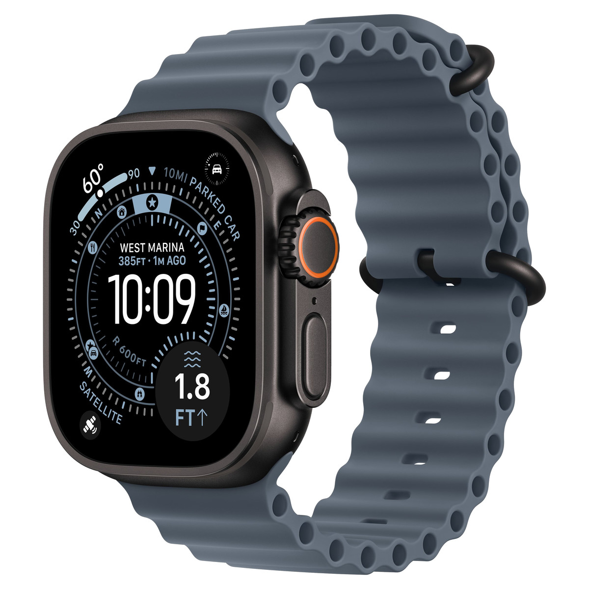Apple Watch Ultra 3 49mm GPS+Cellular Black Titanium Case with Anchor Blue Ocean Band