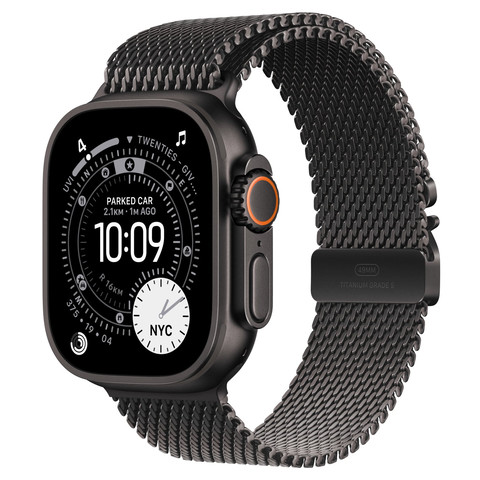Apple Watch Ultra 3 49mm GPS+Cellular Black Titanium Case with Black Titanium Milanese Loop