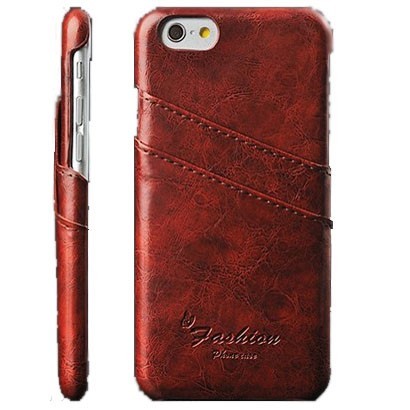 Кожаный чехол с карманом для карт для iPhone 6 (красный)