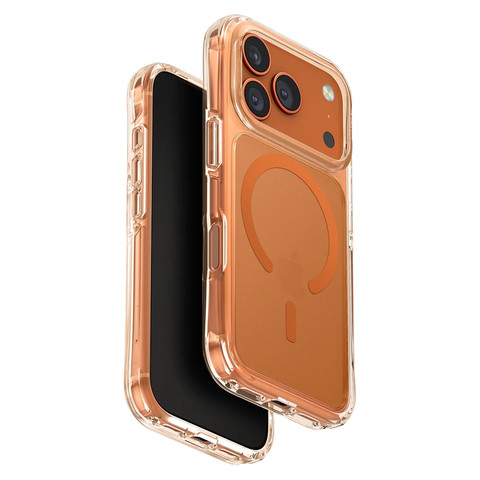 Cиликоновый чехол Uniq Hybrid Lifepro Xtreme Magsafe для iPhone 17 Pro/18 Pro (прозрачный/оранжевый)