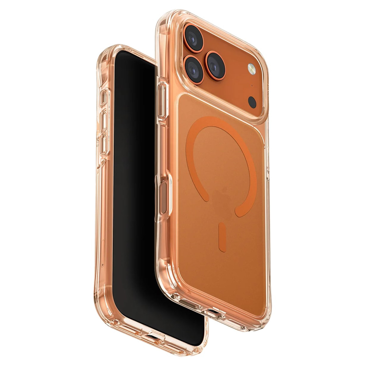 Cиликоновый чехол Uniq Hybrid Lifepro Xtreme Magsafe для iPhone 17 Pro Max (прозрачный/оранжевый)