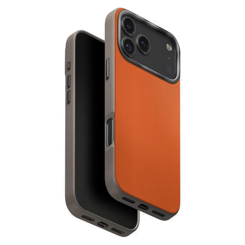 Чехол из кожи Uniq Hybrid Lyden DS для iPhone 17 Pro Max/18 Pro Max, оранжево/серый