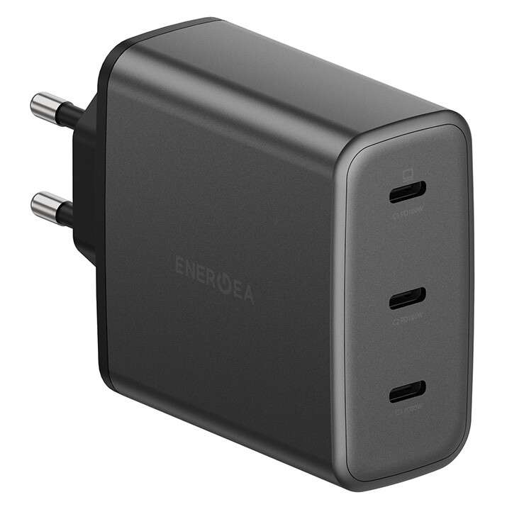 Зарядное устройство EnergEA AmpCharge 3USB-C GaN 100W, серый