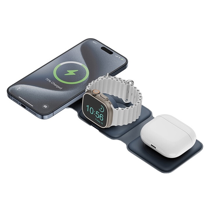 Беспроводное зарядное устройство EnergEA bazic GoMag Trio Plus 3 в 1 15W, синий