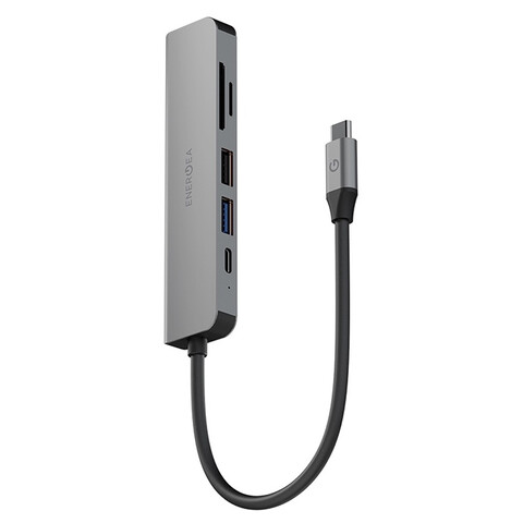 Многопортовый переходник EnergEA AluHub HD3 6в1 2USB/SD/MicroSD/HDMI/USB-C, серый