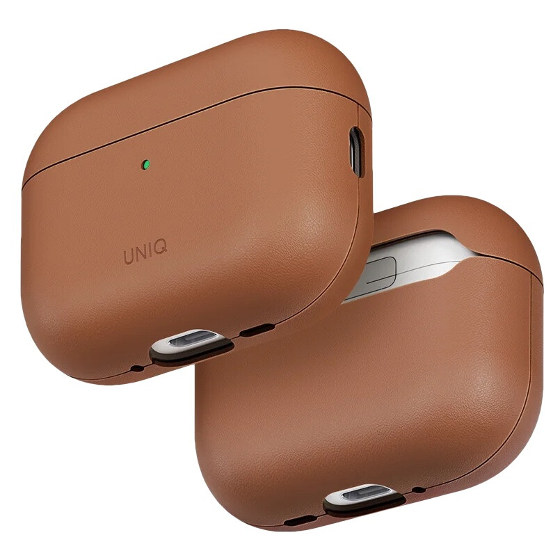 Кожаный чехол Uniq Lyden VEX для AirPods Pro 3, коричневый