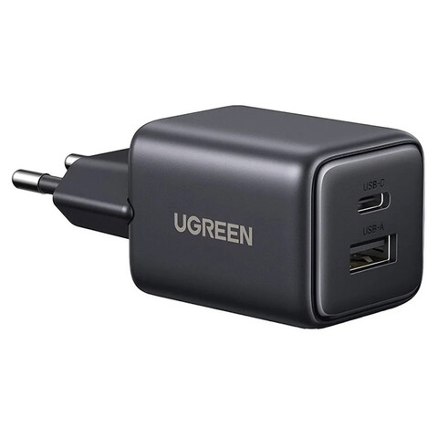 Зарядное устройство Ugreen GaN USB+Type-C, 20W, черный