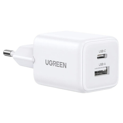 Зарядное устройство Ugreen GaN USB+Type-C, 20W, белый