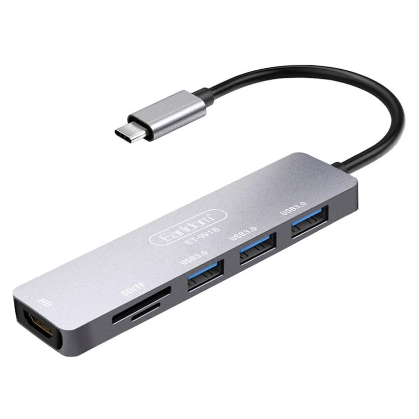 Многопортовый переходник Earldom 6в1 3*USB/SD/MicroSD/HDMI