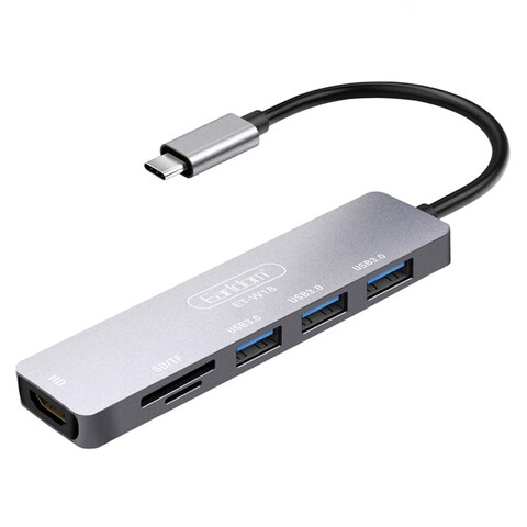 Многопортовый переходник Earldom 6в1 3*USB/SD/MicroSD/HDMI