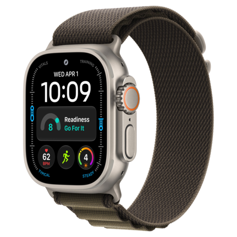 Apple Watch Ultra 4 49mm GPS+Cellular Titanium Case with Dark Olive Alpine Loop