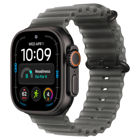 Apple Watch Ultra 4 49mm GPS+Cellular Black Titanium Case with Translucent Black Ocean Band