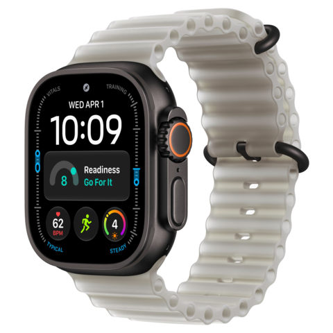 Apple Watch Ultra 4 49mm GPS+Cellular Black Titanium Case with Translucent Gray Ocean Band