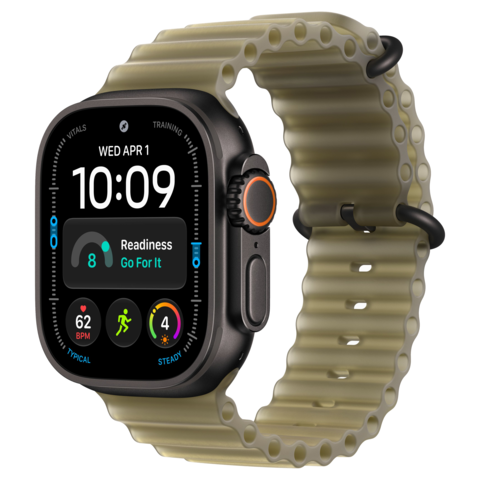 Apple Watch Ultra 4 49mm GPS+Cellular Black Titanium Case with Translucent Kelp Ocean Band