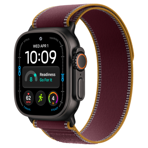 Apple Watch Ultra 4 49mm GPS+Cellular Black Titanium Case with Burgundy Trail Loop