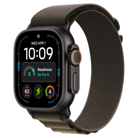 Apple Watch Ultra 4 49mm GPS+Cellular Black Titanium Case with Dark Olive Alpine Loop