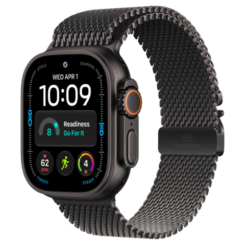 Apple Watch Ultra 4 49mm GPS+Cellular Black Titanium Case with Black Titanium Milanese Loop