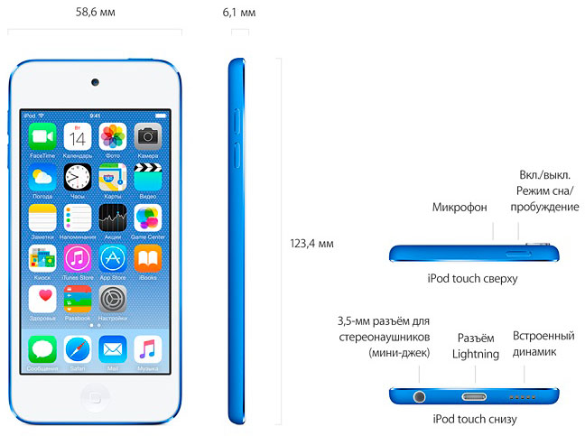 кнопки и элементы управления Apple iPod Touch 6